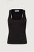 Scoop neck cropped tank top in black — main image