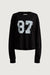 Graphic print v-neck long sleeve in black — main image