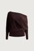 Off the shoulder long sleeve top in coffee bean — main image