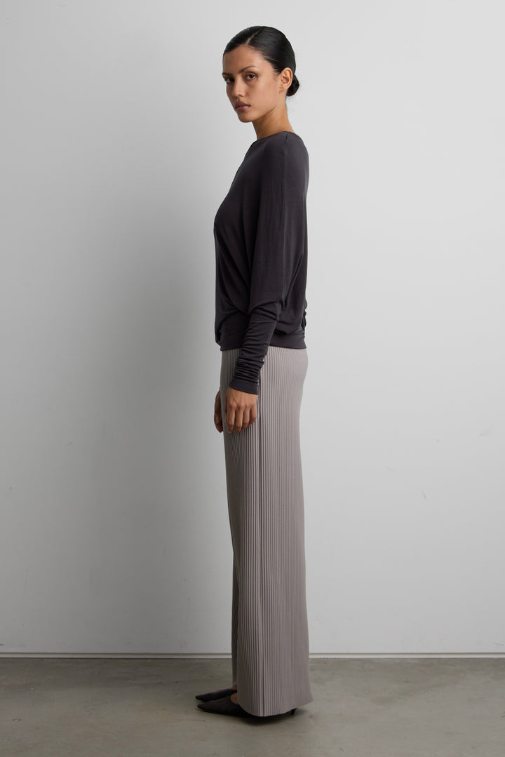 OFF THE SHOULDER LONG SLEEVE TOP in PHANTOM GREY — alternate angle