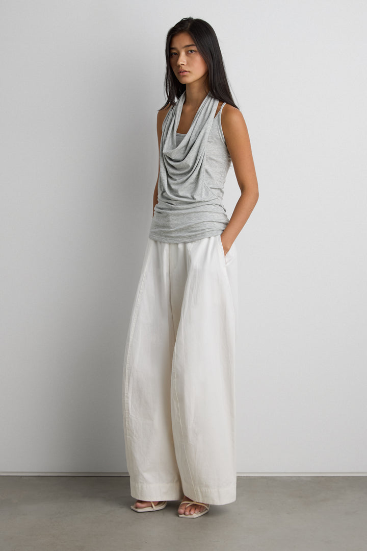 LAYERED COWL NECK TOP in Gray — alternate angle