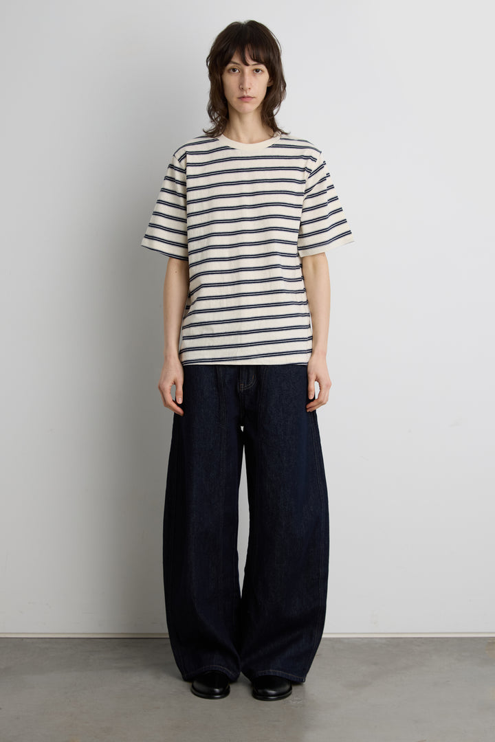 STRIPED COTTON T-SHIRT in Cream — alternate angle