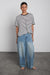 Contrast neck t-shirt in navy blue stripe — main image