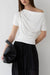 Boat neck top with shirred side detail in white — main image