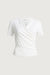 Gathered v-neck surplice t-shirt in white — main image