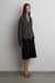 Sheer linen blend hoodie with button front in charcoal — main image
