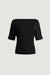 Knit boat neck sweater in black — main image