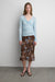 Sheer twist-front v-neck top in ice blue — main image