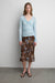 Sheer twist-front v-neck top in ice blue — main image