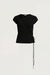 Ribbed cut out top with tie front detail in black — main image