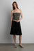 Side shirred tube top in black stripe — main image