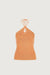 Twisted linen blend halter neck top in orange — main image
