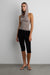 Draped cowl neck sleeveless top in taupe grey — main image