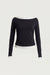 Shirred contrast layer top in black — main image