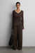 Layered sheer halter neck top in brown — main image