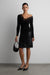 V-neck lace detail top in black — main image