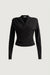 Draped wrap long sleeve top in black — main image
