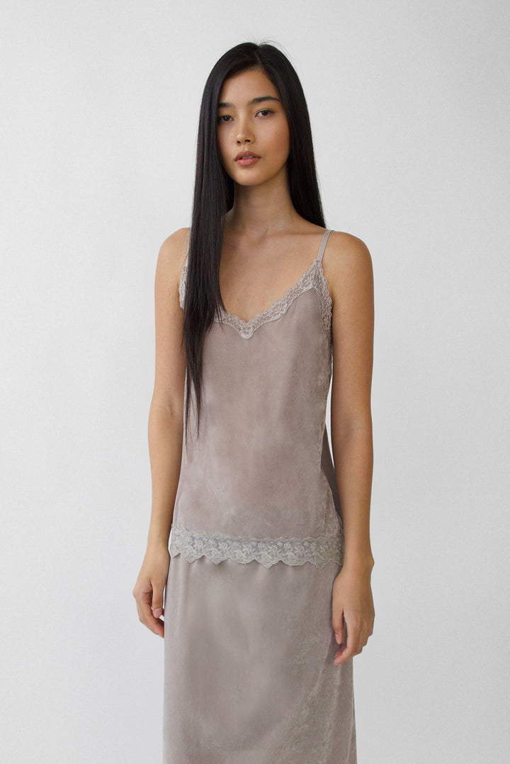 LACE CAMI TOP in Taupe Gray — alternate angle