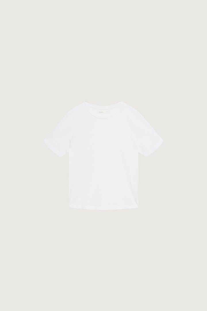 COTTON MODAL CREWNECK T-SHIRT in White — alternate angle
