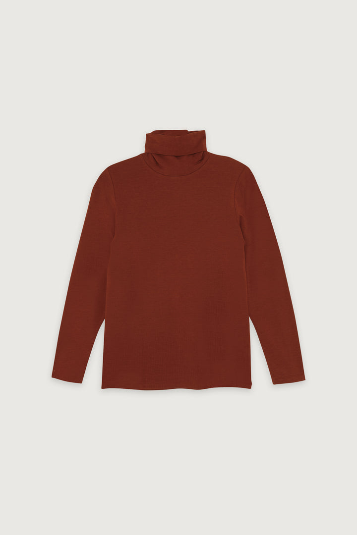 TURTLENECK TOP in Brandy Brown — alternate angle