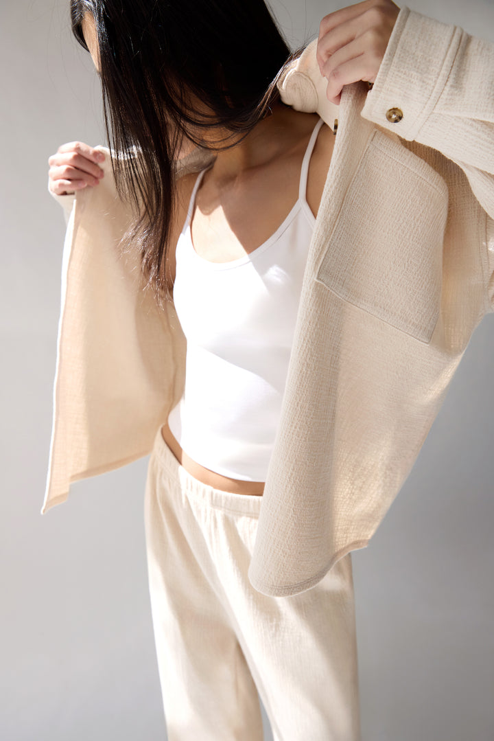 OVERSIZED KNIT SHIRT in Oatmeal — alternate angle