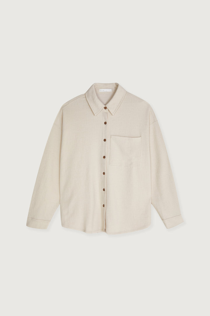OVERSIZED KNIT SHIRT in Oatmeal — alternate angle