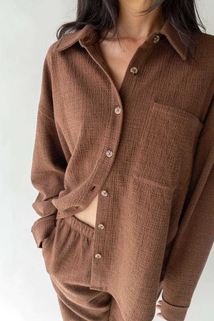 OVERSIZED KNIT SHIRT in Pinecone — alternate angle