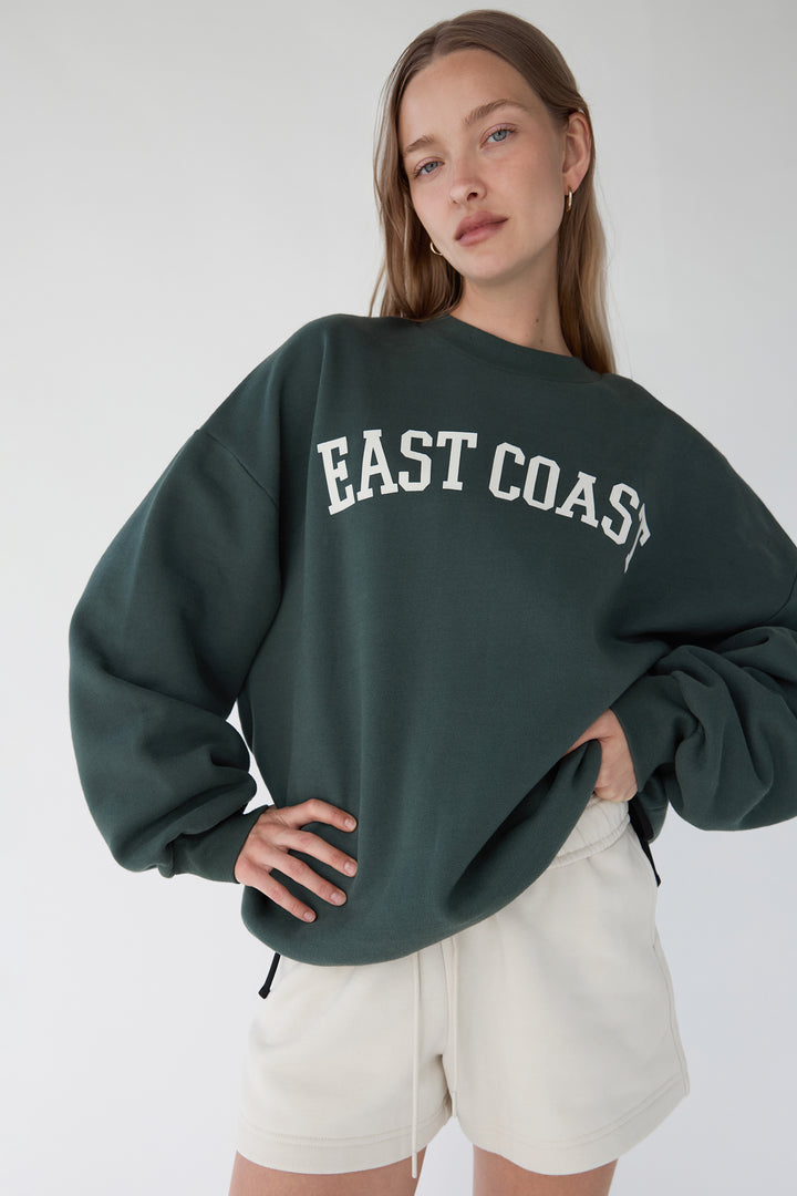 OVERSIZED GRAPHIC SWEATSHIRT in Deep Green E — alternate angle