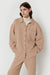 Rib-knit button up in light warm tan — main image