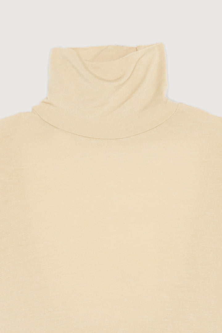 TURTLENECK TOP WITH BACK CUT-OUT in Pale Khaki — alternate angle