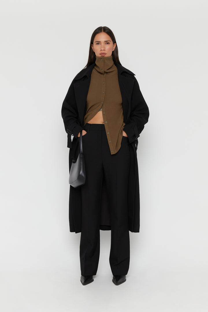 BUTTON UP TURTLENECK in Beech — alternate angle
