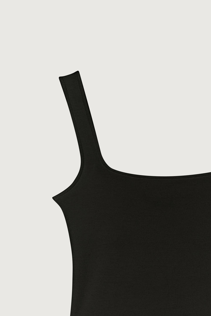 SQUARE NECK TANK in Black — alternate angle