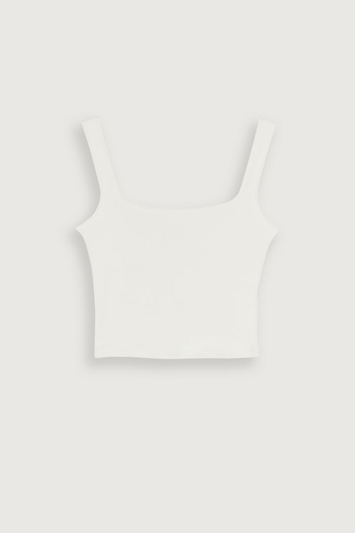 SQUARE NECK TANK in Coconut Milk — alternate angle