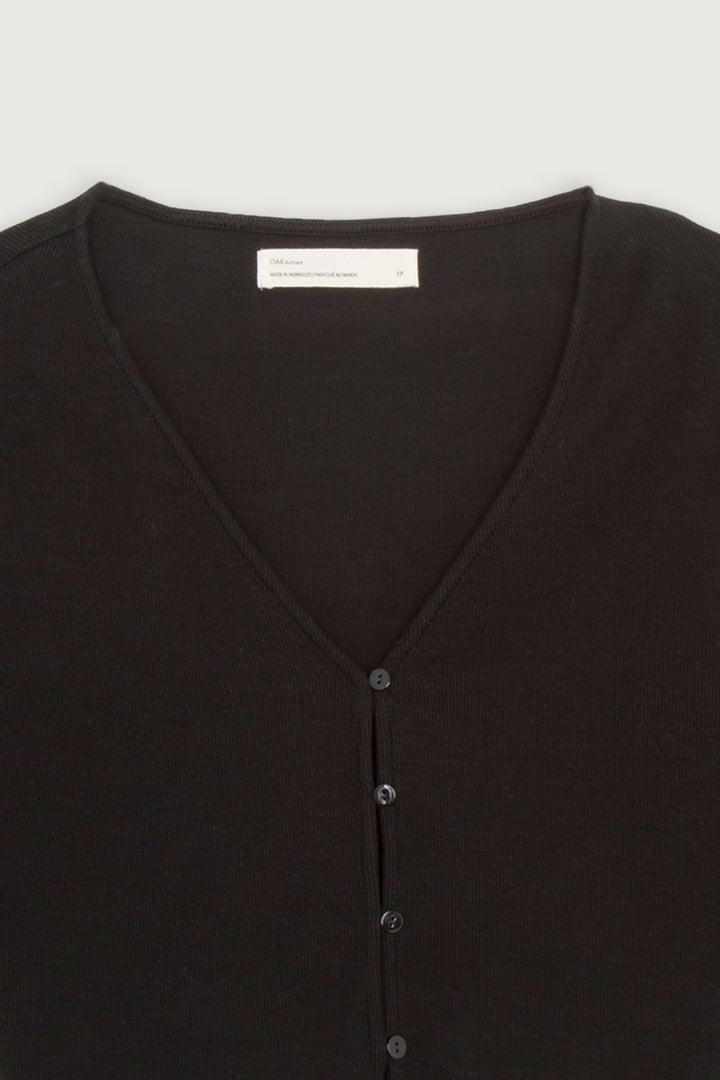 BUTTON KNIT TOP in Black — alternate angle