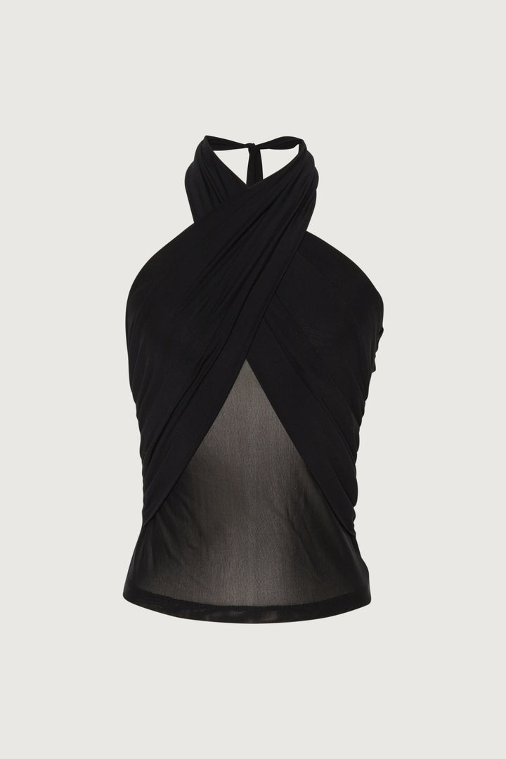 CROSSFRONT MESH TANK in Black — alternate angle