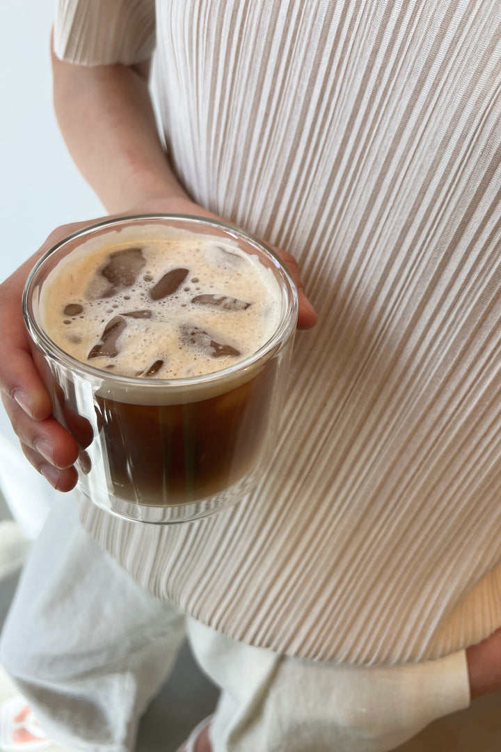 PLEATED TOP WITH SPLIT SIDES in Almond Milk — alternate angle