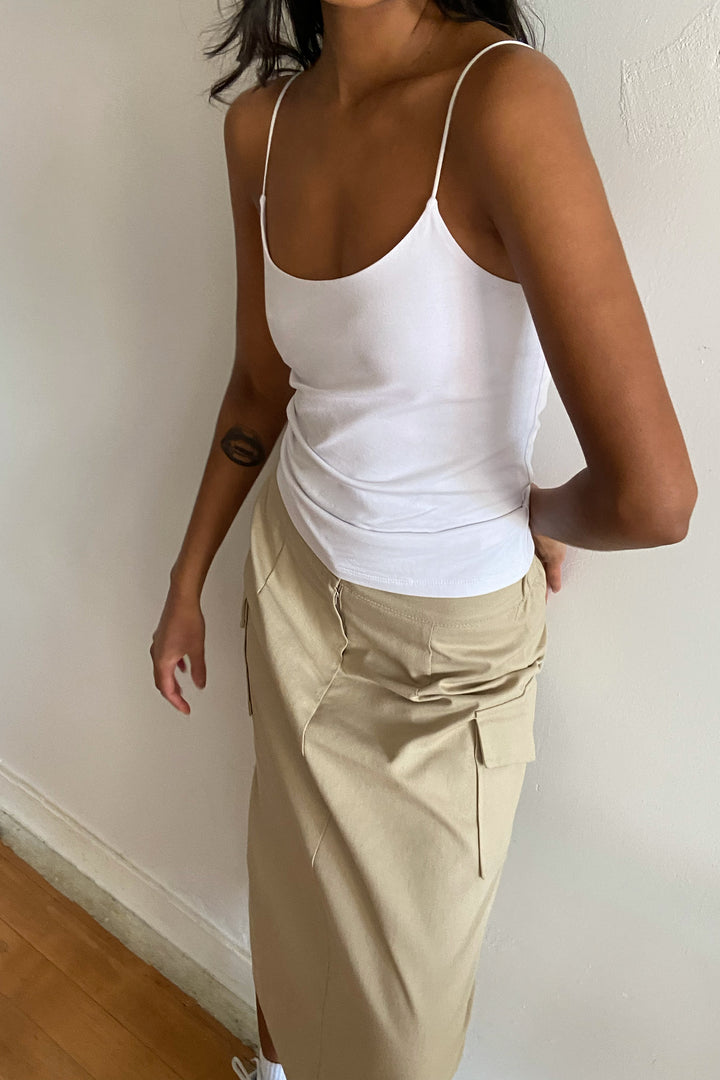 SLIM FIT TANK in White — alternate angle