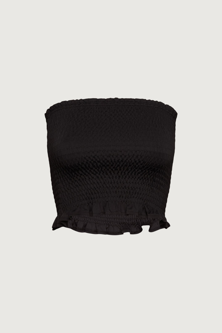 SMOCKED TUBE TOP in Black — alternate angle