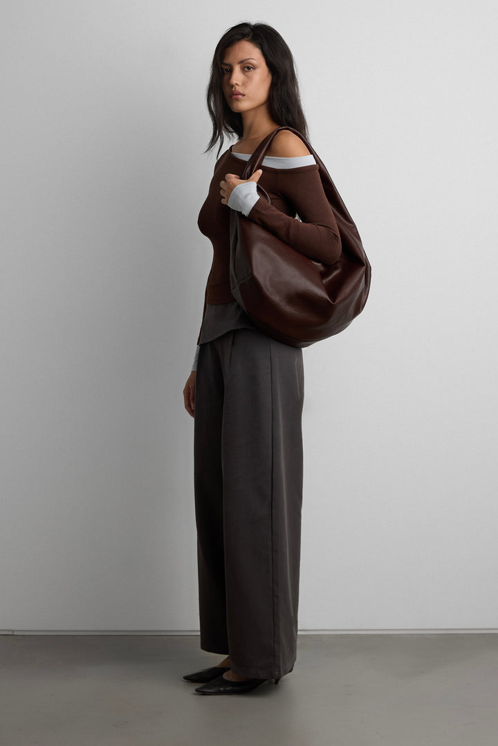 SLOUCHY SHOULDER BAG in Espresso — alternate angle