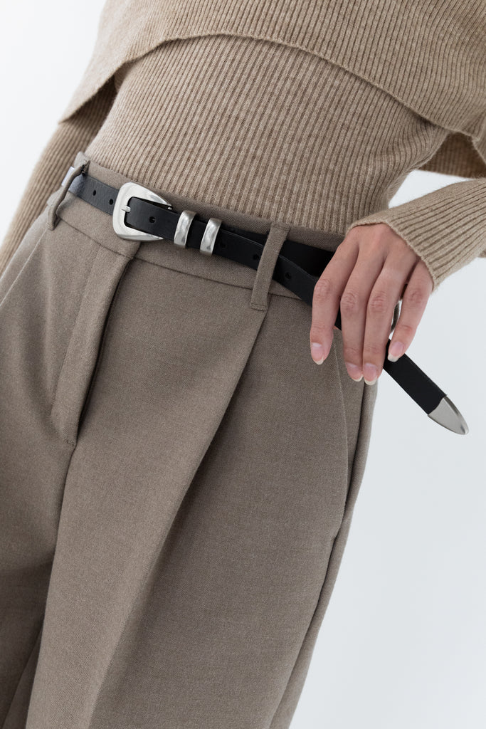 Genuine Leather Belt with Silver Tip | OAK + FORT