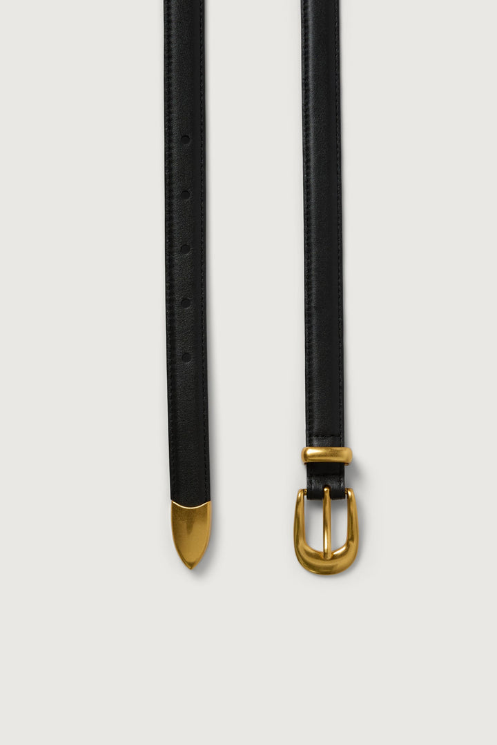 MILA WESTERN LEATHER BELT in Black Polished Gold — alternate angle