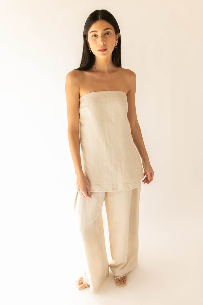 LINEN BLEND TUBE TOP