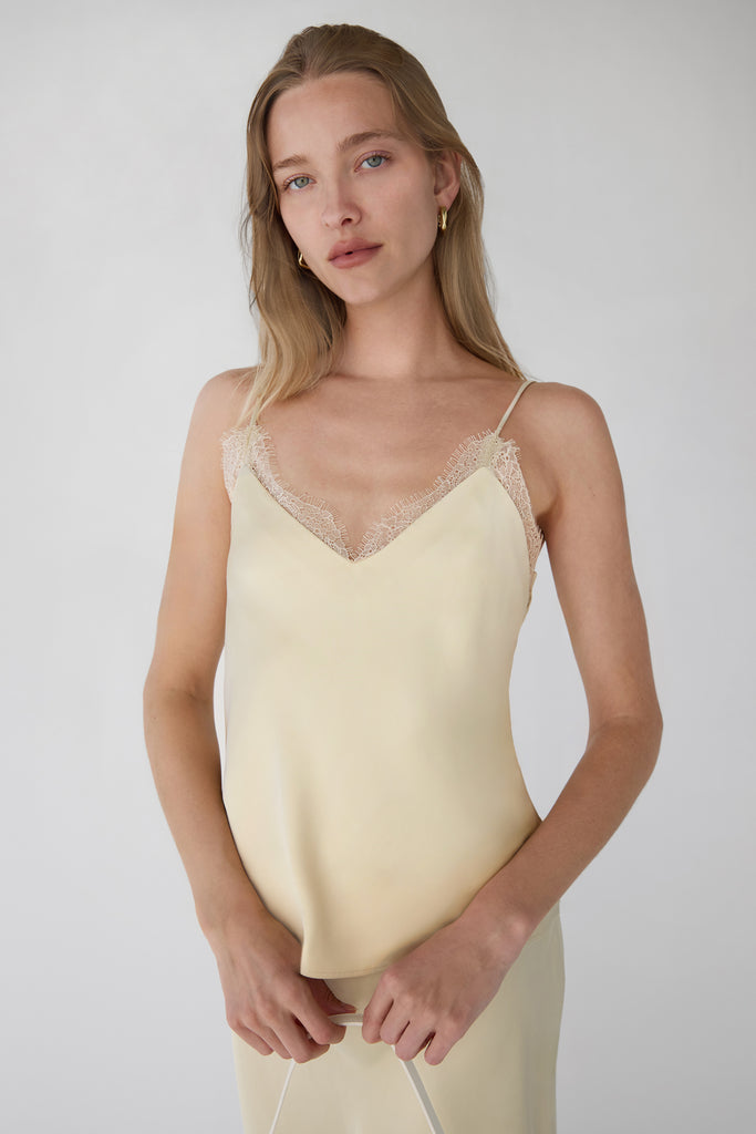 Lace Trim Satin Camisole Tank | OAK + FORT