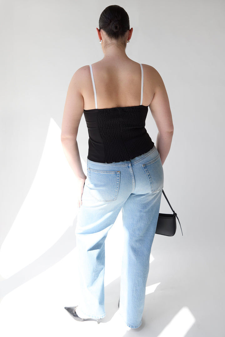 LAYERED CORSET TOP in Black — alternate angle
