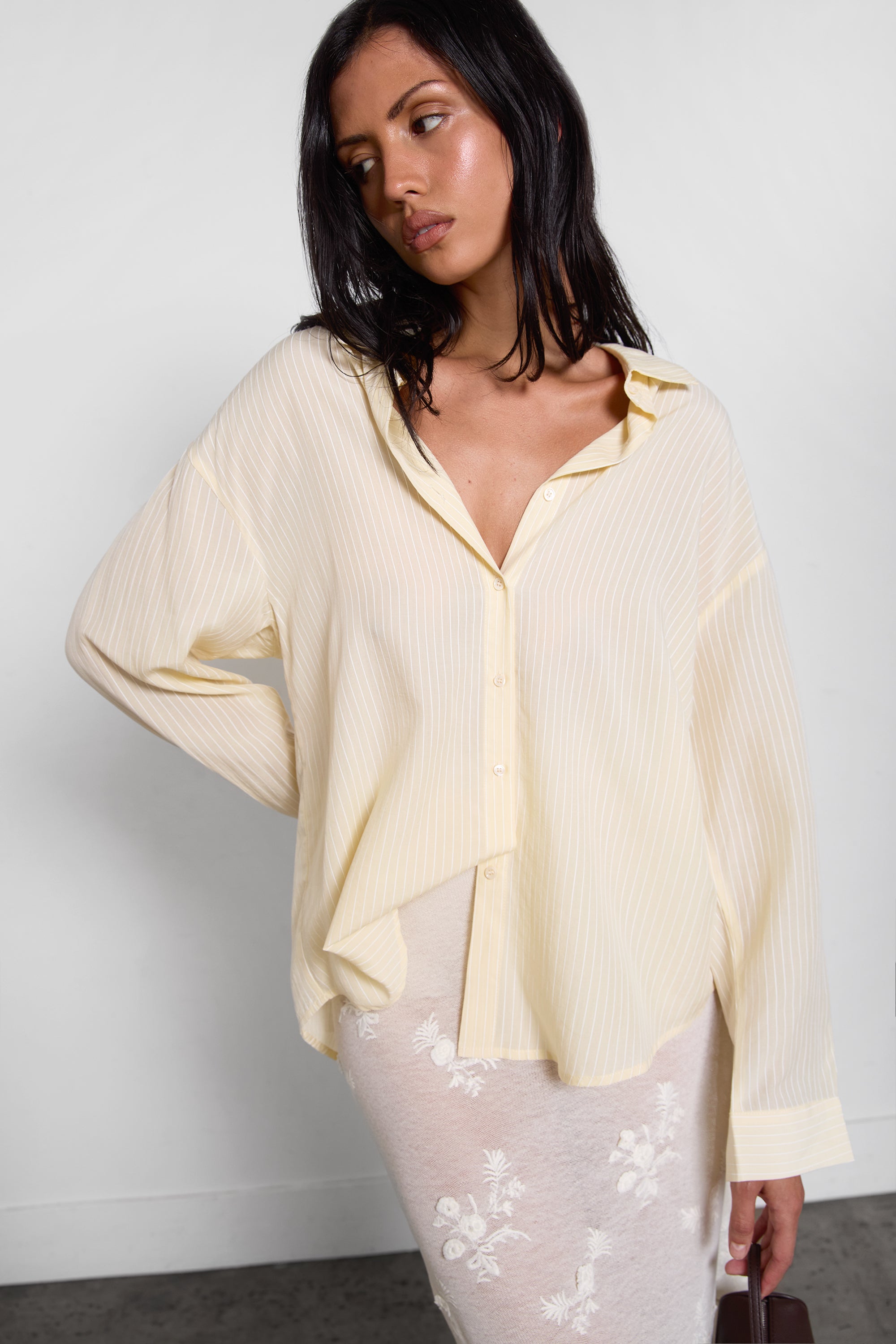 Ottoman Ribbed Knit Button Front Top | OAK + FORT