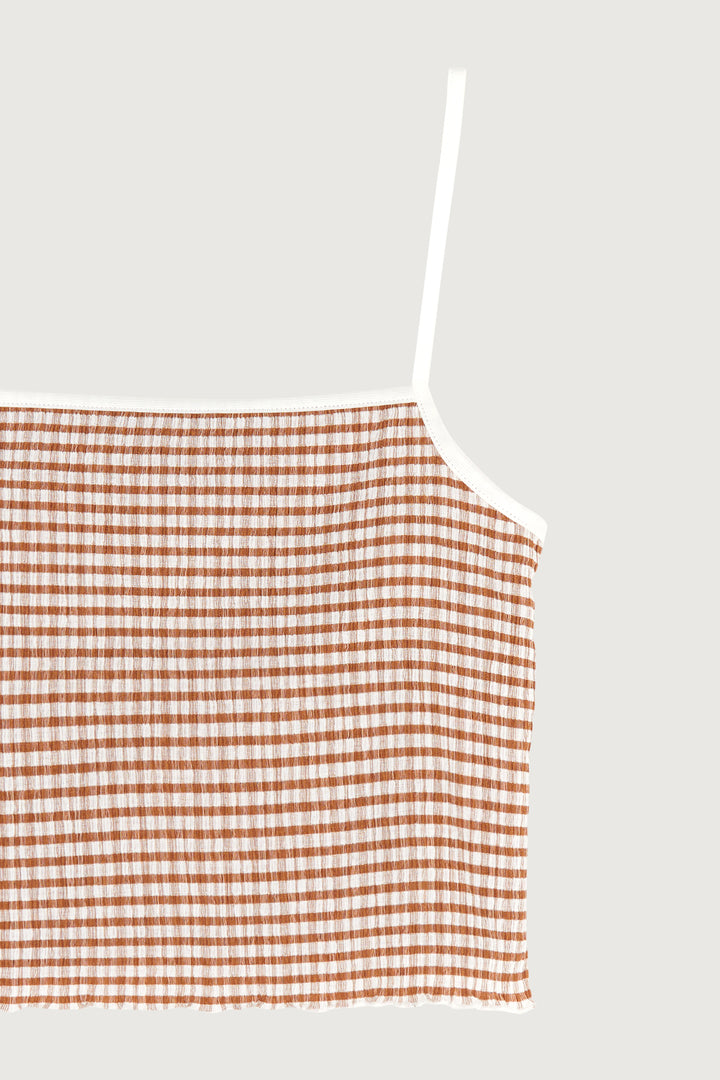 PLAID SEERSUCKER TANK in Russet — alternate angle