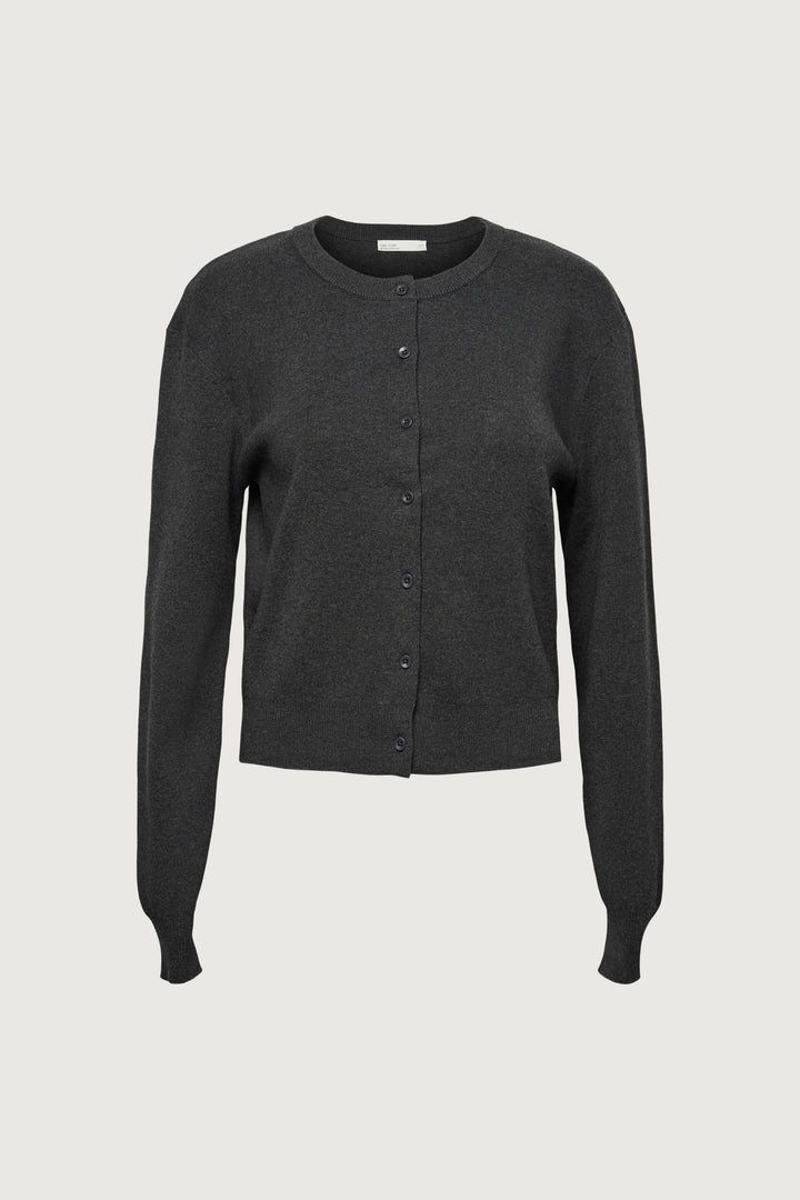 BUTTON UP CARDIGAN in Charcoal — alternate angle