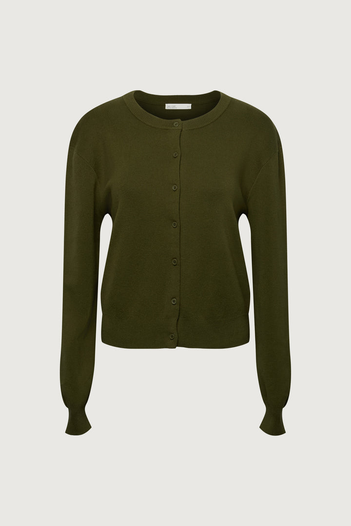 BUTTON UP CARDIGAN in Moss Green — alternate angle