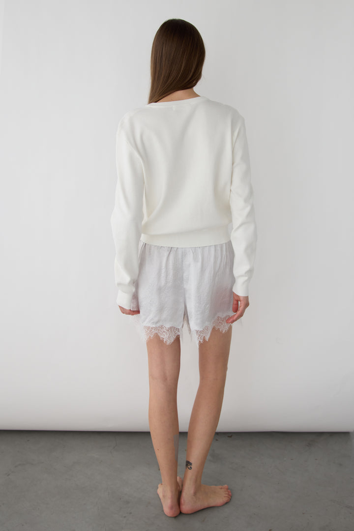 BUTTON UP CARDIGAN in White — alternate angle