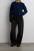 Bow button front wool-blend cardigan in navy blue — main image
